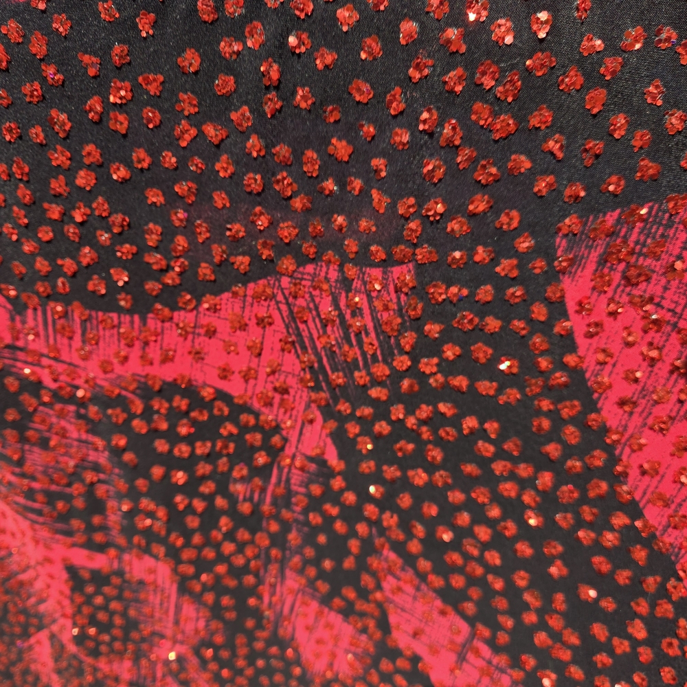 Neiman Marcus Red Black Metallic Cocktail Dress Size 4 Short Sleeve Party - Picture 11 of 11